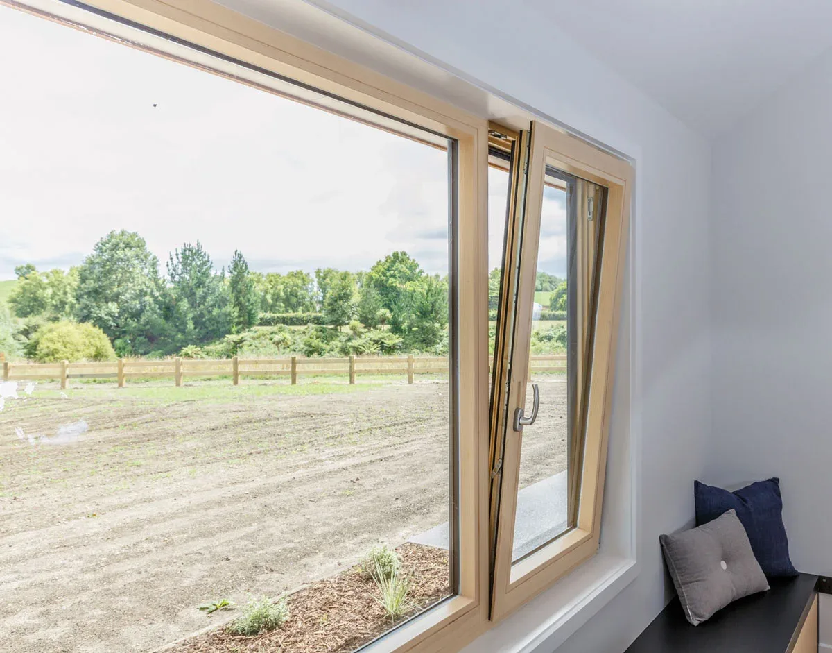 Tilt & turn windows with view of New Zealand farmland