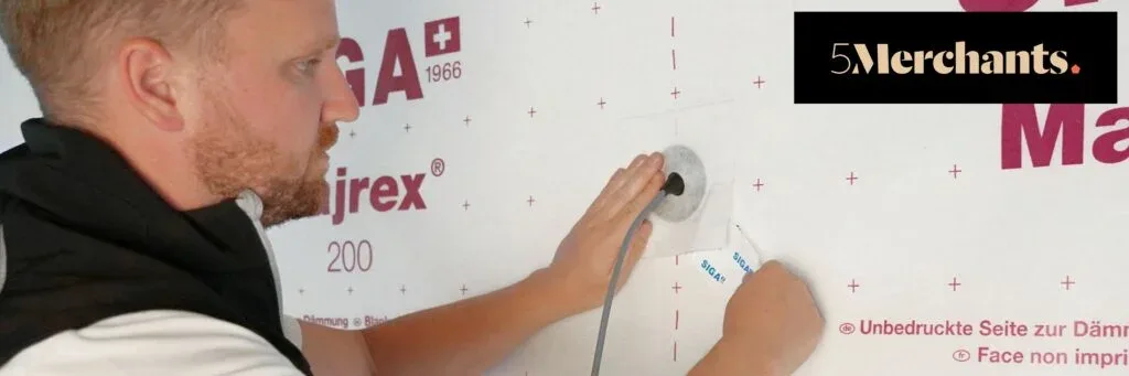 SIGA construction worker applying white grommets to wall